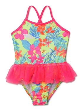 NEW Cat /& Jack infant girls sz 9 Months Tankini Swimsuit UPF 50 AQUA W//HEARTS